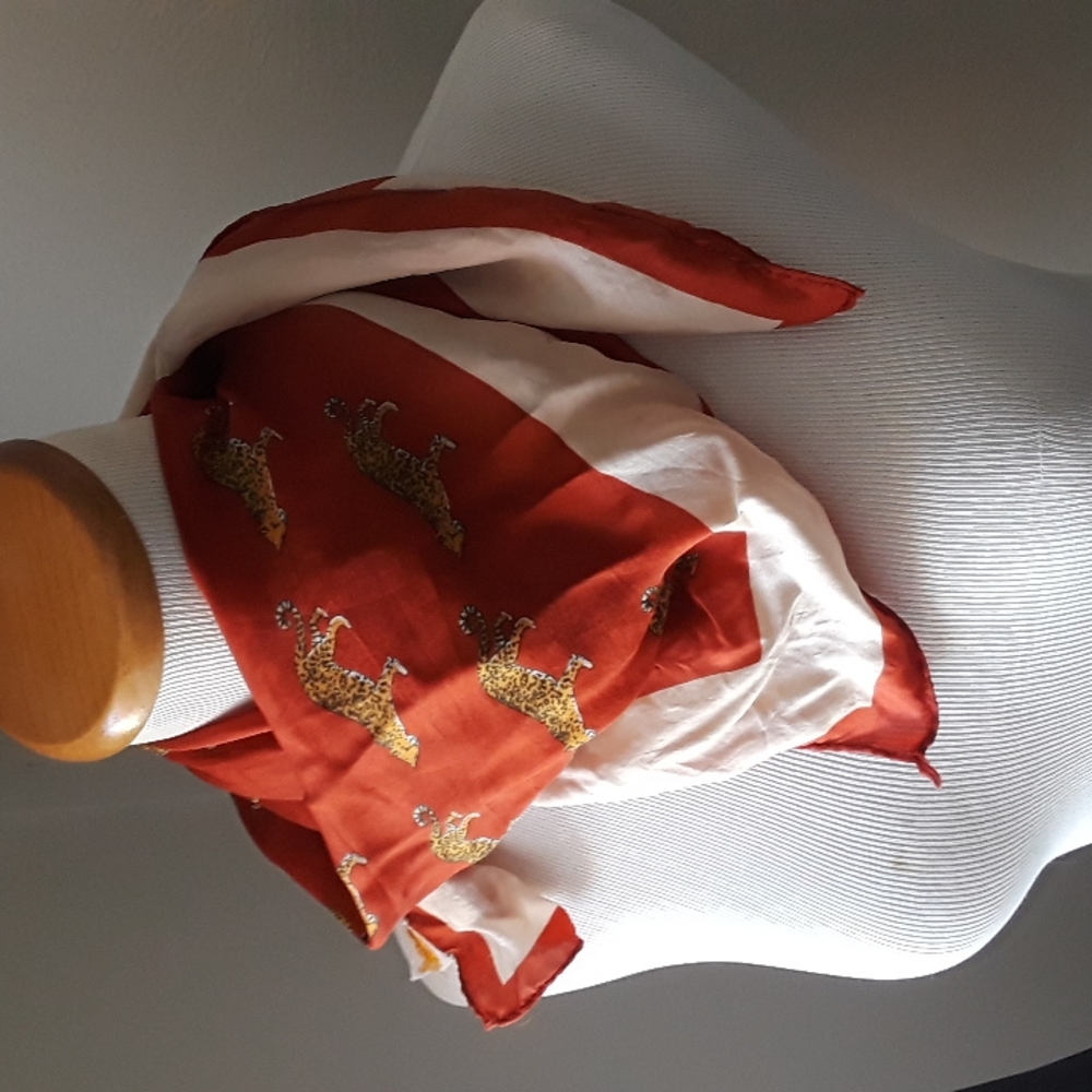 Vintage Leopard Silk blend Scarf